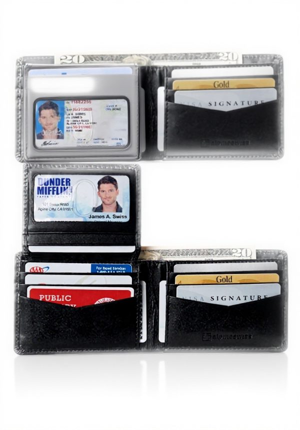 Portefeuille Homme Alpine Swiss Cuir RFID Bifold Noir