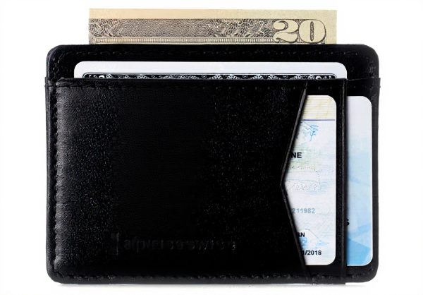 Portefeuille homme Alpine Swiss cuir lisse RFID minimaliste