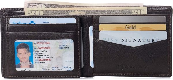 Portefeuille Homme Alpine Swiss Cuir Nappa RFID Protection-4