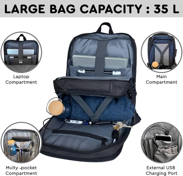 Sac à dos ordinateur portable LifestyleMall USB antivol-3