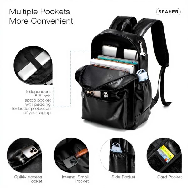 Sac à dos cabine SPAHER 40x30x20 cuir USB voyage unisexe