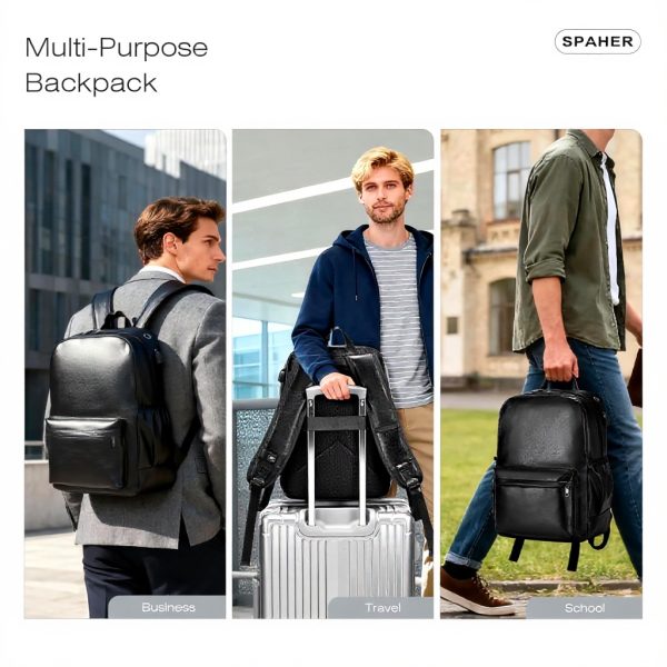 Sac à dos cabine SPAHER 40x30x20 cuir USB voyage unisexe