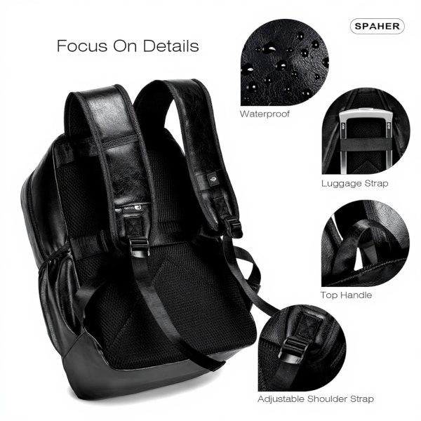 Sac à dos cabine SPAHER 40x30x20 cuir USB voyage unisexe