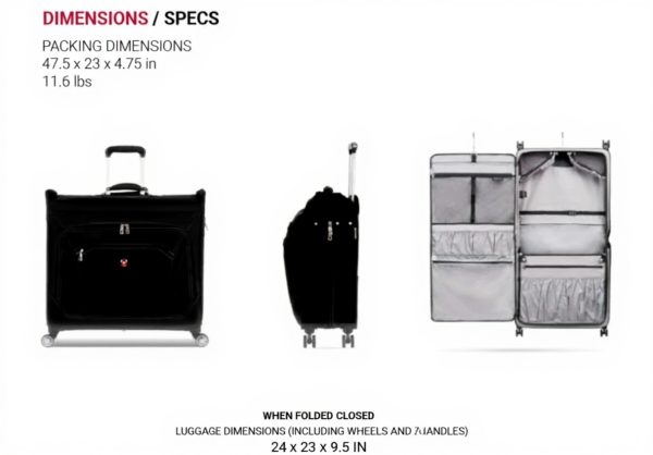 Valise SwissGear roulettes compartiments suspendue voyage