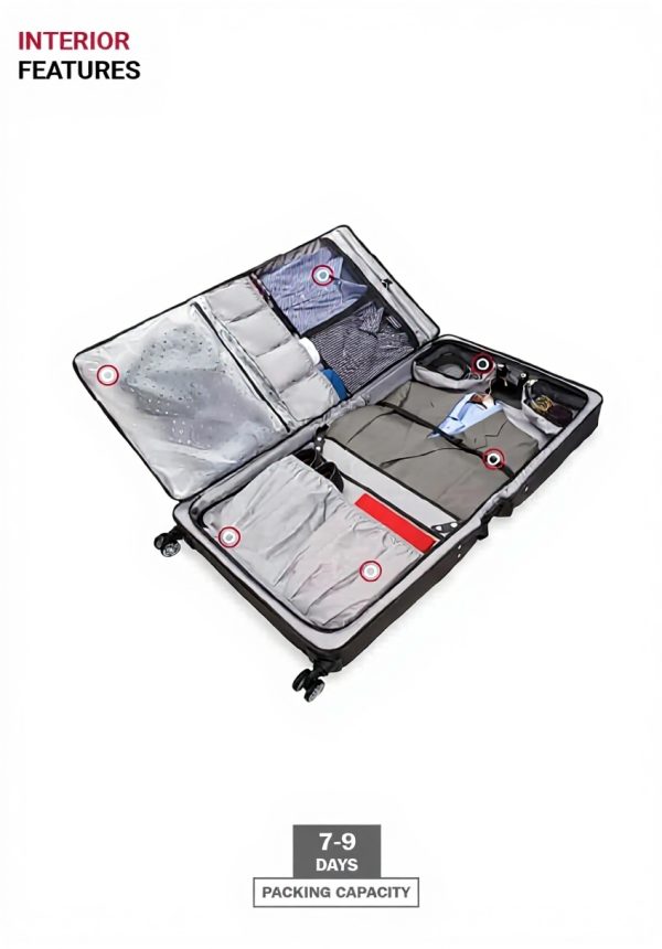 Valise SwissGear roulettes compartiments suspendue voyage