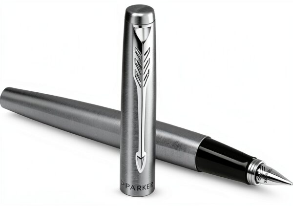 Stylo plume Parker Jotter acier inoxydable pointe fine bleu-1