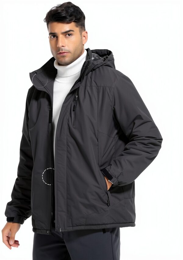 Veste Hiver Homme Polyester Capuche Amovible Poche Zippée-5