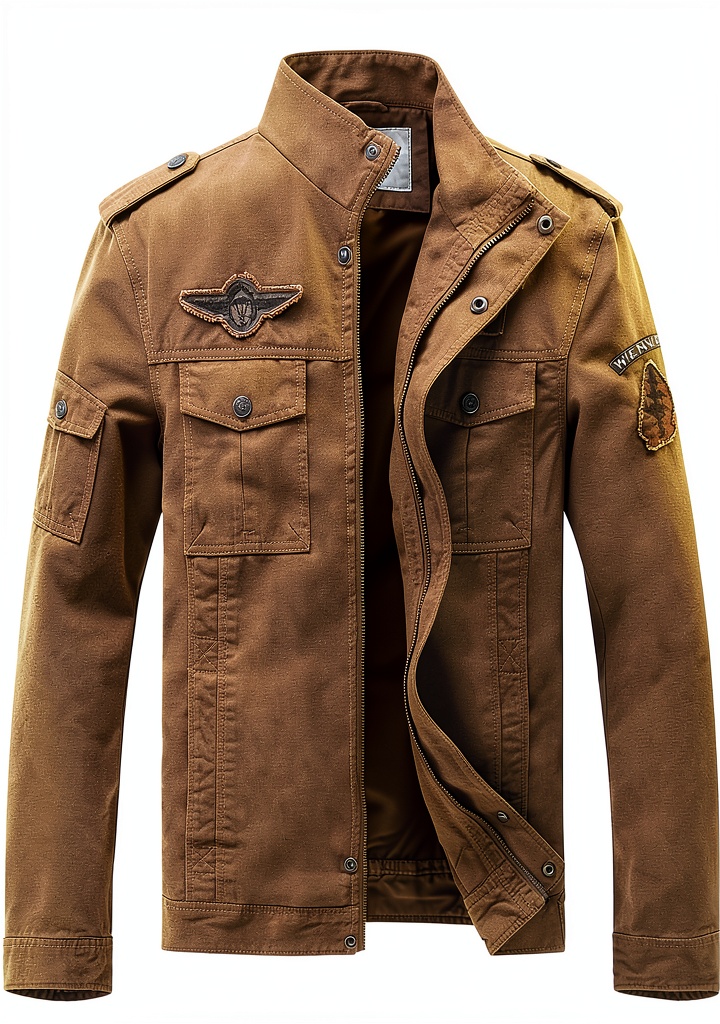 Veste militaire homme portée en extérieur avec mise en valeur des poches