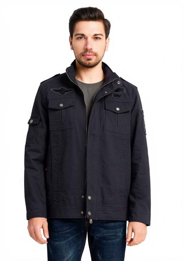 Veste militaire homme coton coupe-vent poches multiples-3