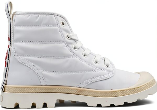 Palladium Bottes Unisexe Adulte Textile Lacets Blanc Marron-3