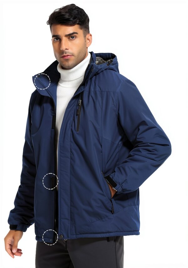 Veste d'hiver homme polyester capuche amovible multi-poches-5