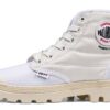 Palladium Bottes Unisexe Adulte Textile Lacets Blanc Marron-1