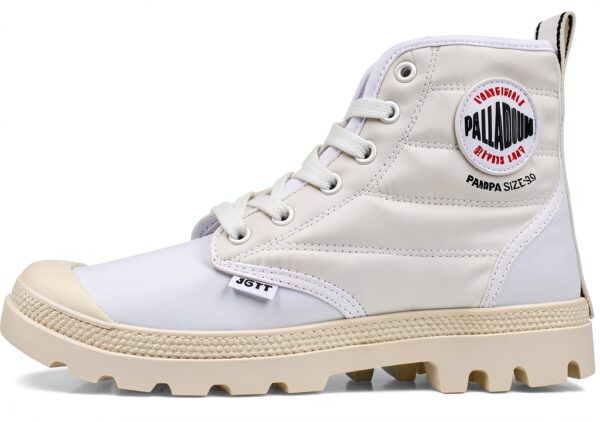 Palladium Bottes Unisexe Adulte Textile Lacets Blanc Marron-1