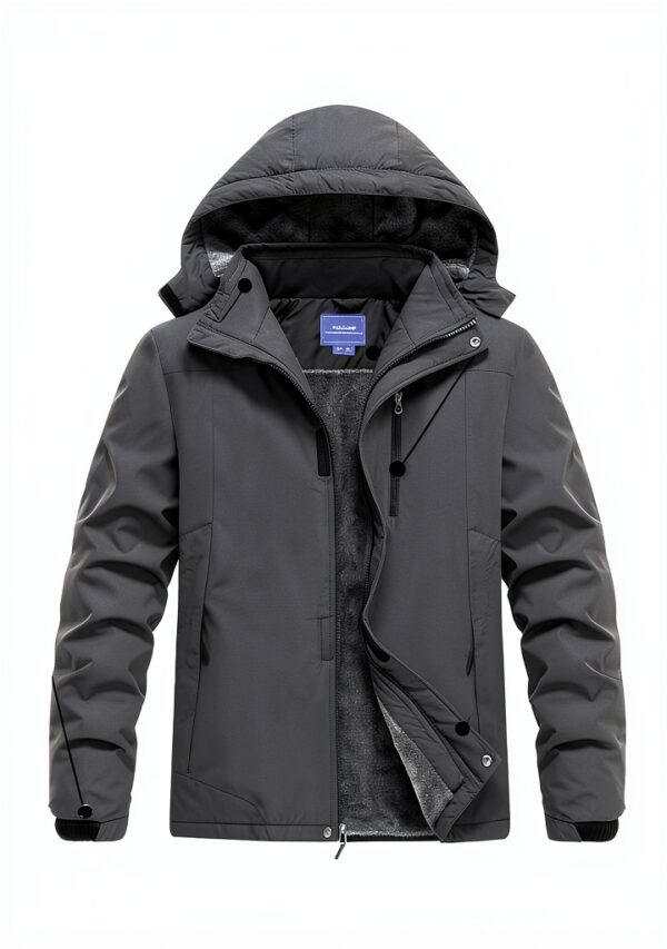 Veste Hiver Homme Polyester Capuche Amovible Poche Zippée-4