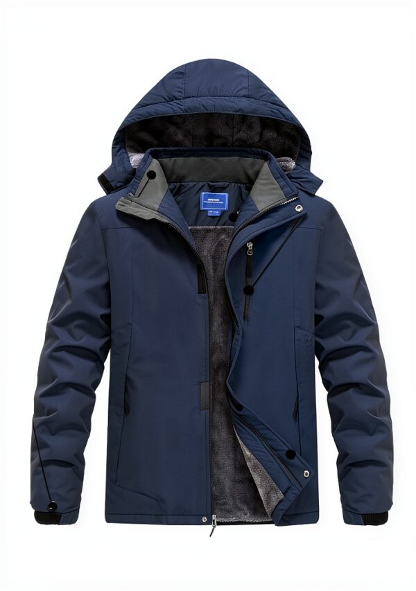 Veste d'hiver homme polyester capuche amovible multi-poches-4