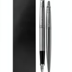 Parker Coffret duo stylo bille plume acier inoxydable cadeau-0
