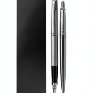 Parker Coffret duo stylo bille plume acier inoxydable cadeau-0