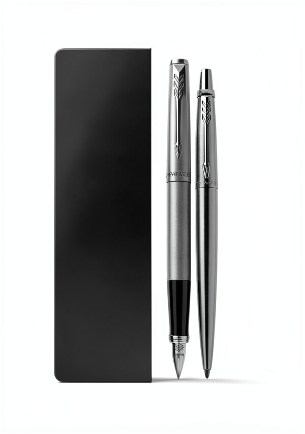 Parker Coffret duo stylo bille plume acier inoxydable cadeau-0
