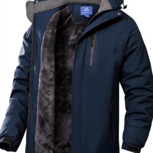 Veste d'hiver homme polyester capuche amovible multi-poches-0