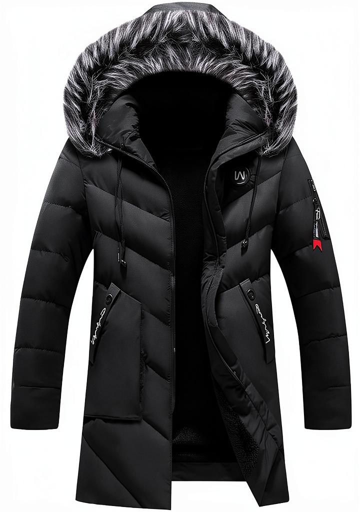Blouson homme hiver porté en extérieur par temps froid