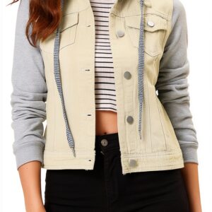 Allegra K Blouson Femme Capuchon Cordon Poches Lavable-0