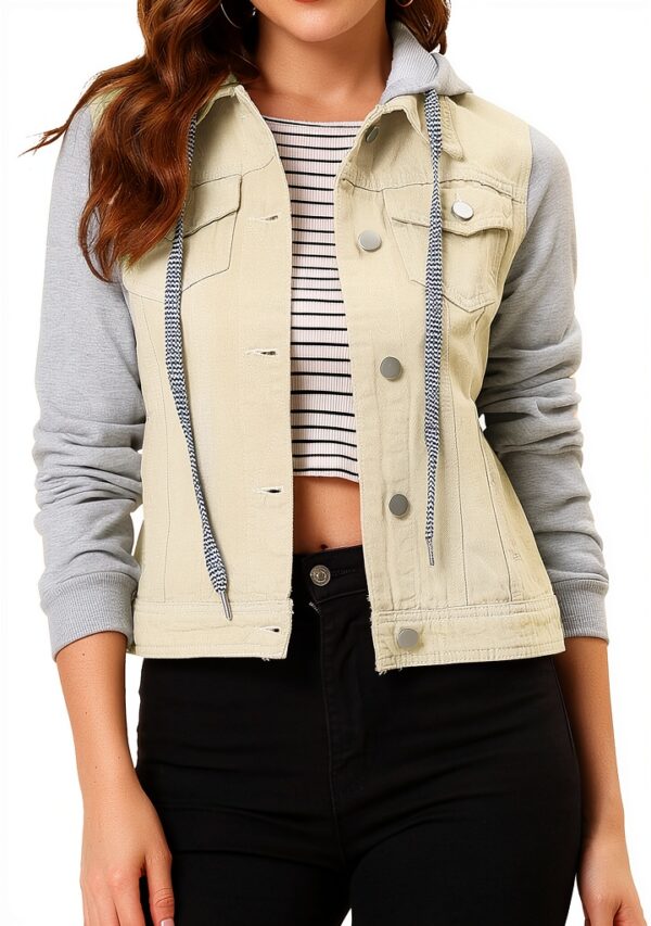 Allegra K Blouson Femme Capuchon Cordon Poches Lavable-0