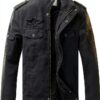 Veste militaire homme coton coupe-vent poches multiples-0