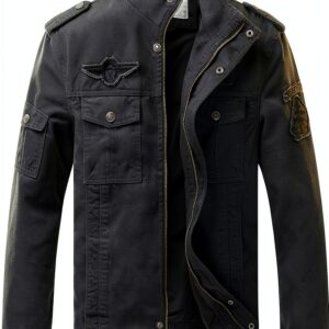 Veste militaire homme coton coupe-vent poches multiples-0