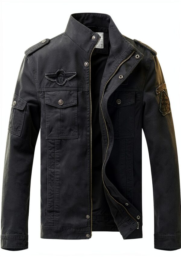 Veste militaire homme coton coupe-vent poches multiples-0