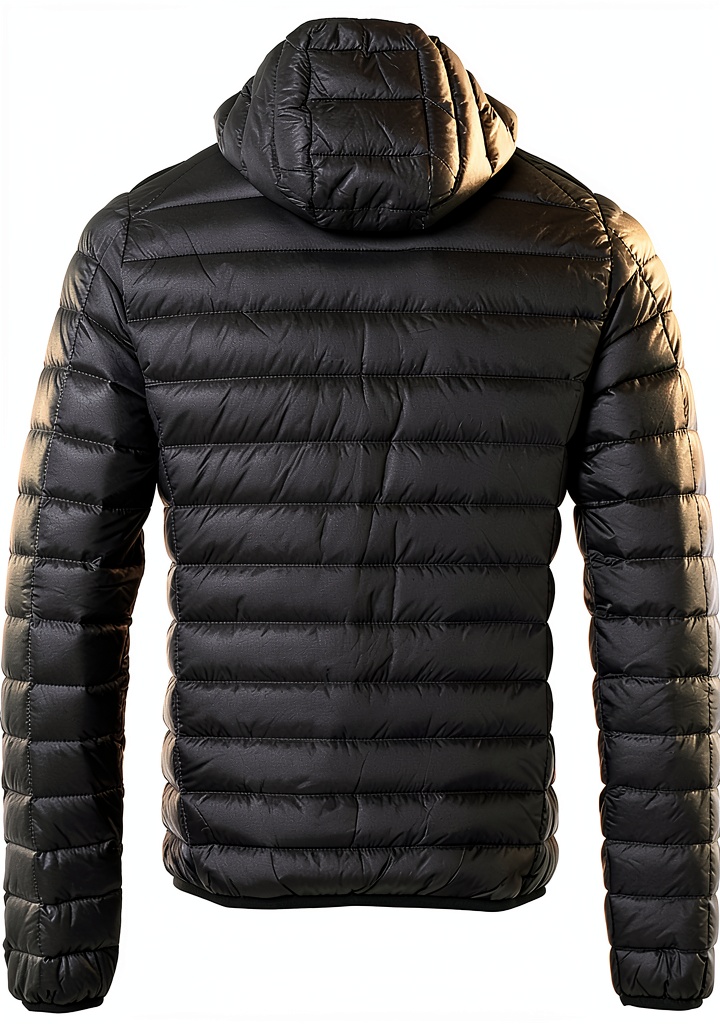 Doudoune JOTT Homme Noir Capuche Duvet Plume Modèle Nico portée en extérieur par temps froid