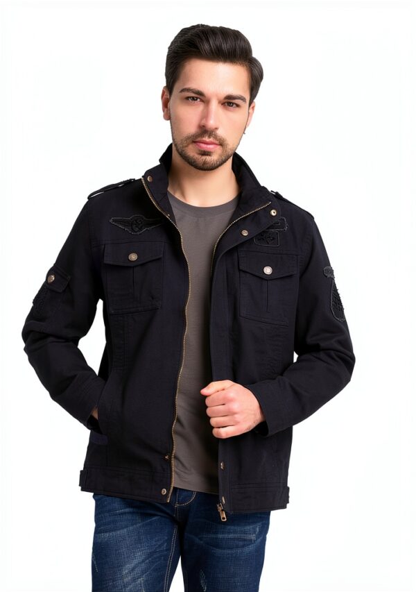 Veste militaire homme coupe-vent coton poches multiples-4