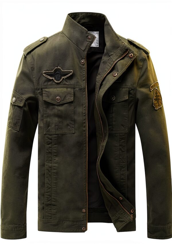 Veste militaire homme coton coupe-vent poches multiples-0