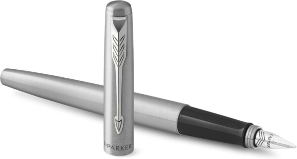 Stylo plume Parker Jotter acier inoxydable pointe fine bleu-3