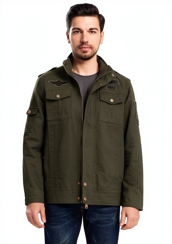 Veste militaire homme coton coupe-vent poches multiples-3