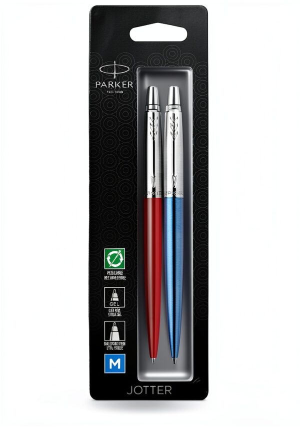Parker stylo bille gel duo rouge bleu roi pointe moyenne-1