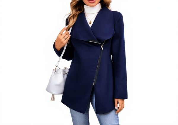 Manteau femme hiver doux chaud marine kaki gris Generic-4