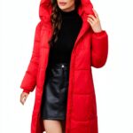 Manteau femme hiver long capuche Generic Rouge Noir Beige-0
