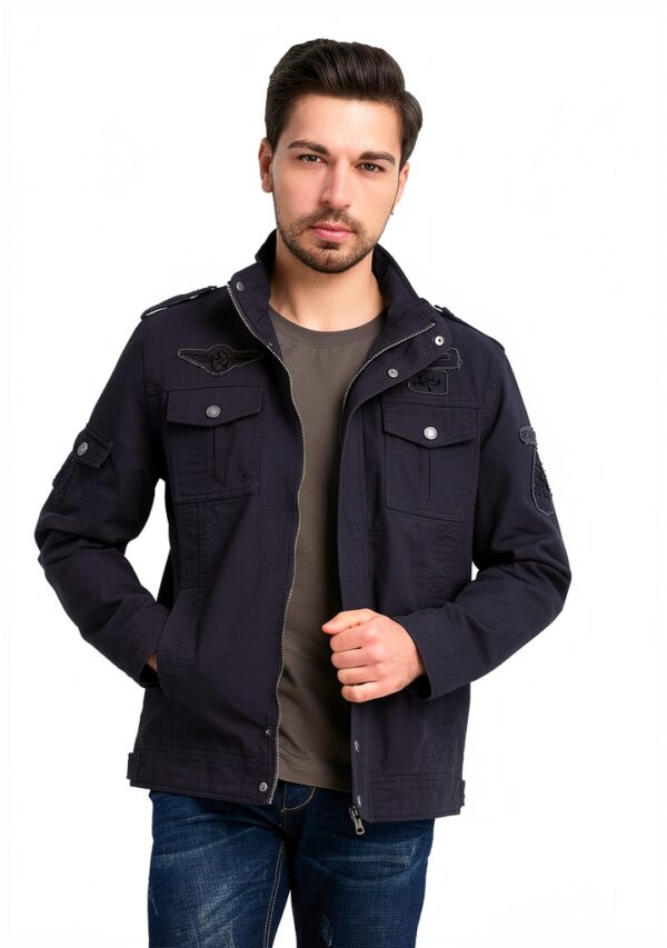 Veste militaire homme coton coupe-vent poches multiples-4