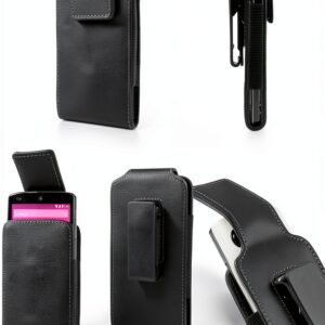 Étui cuir magnétique DFV mobile LG Jil Sander clip ceinture 360 noir-0