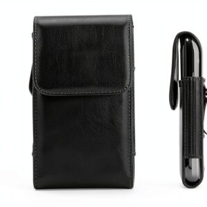 Étui ceinture DFV mobile en cuir noir avec clip vertical-0