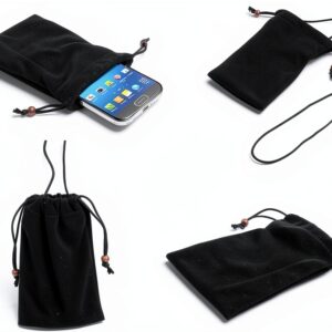 Étui DFV mobile tissu flanelle noir chaîne – compatible LG JIL Sander-0