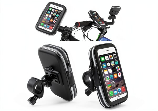 Support réfléchissant DFV mobile pour guidon vélo noir étanche 360°-0