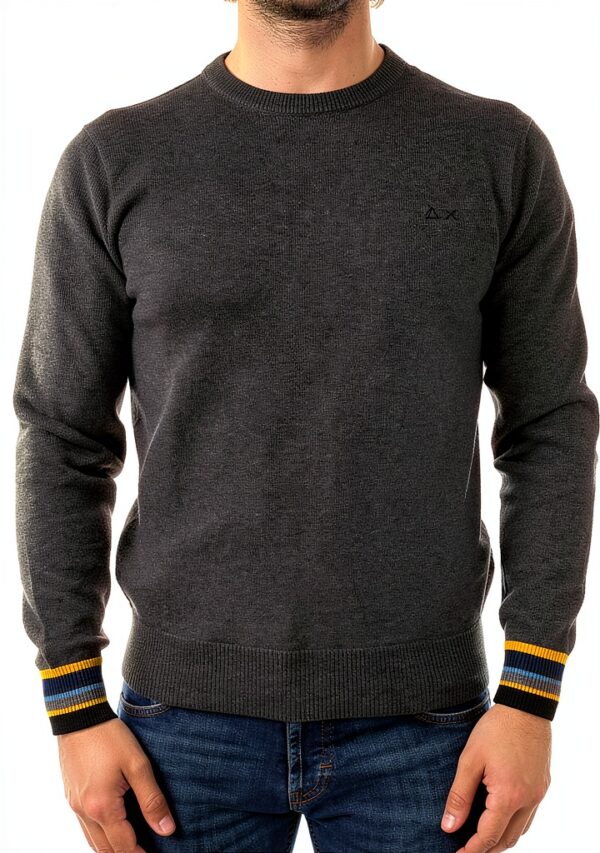 SUN 68 Round Cuffs Stripes T‑shirt homme gris foncé XL-0